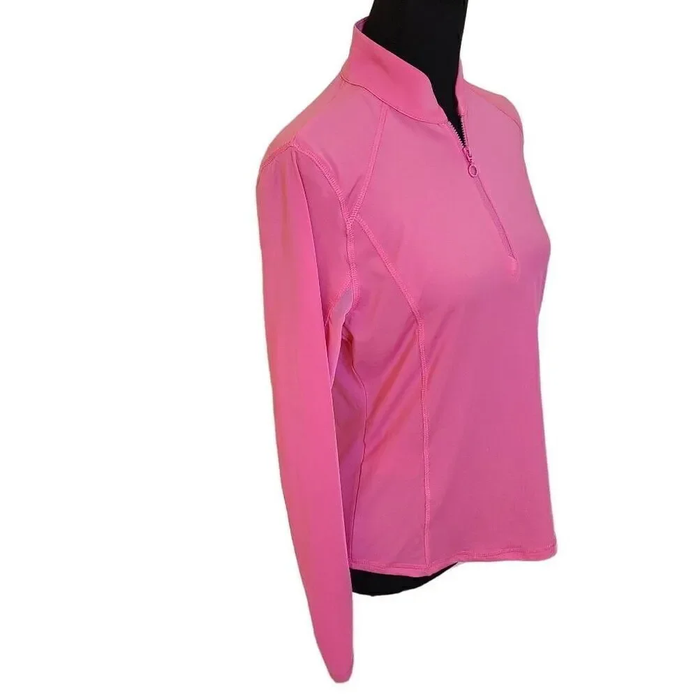 PGA Tour Womens Sun Protection Breathable Pink Under Sleeve Mesh Golf Shirt - Picture 3 of 12